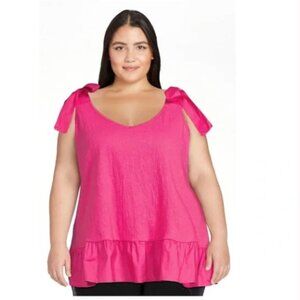 Terra & Sky Women’s Plus Size Knit Tank Top with Tie Shoulder; size 2X(20W-22W)‎